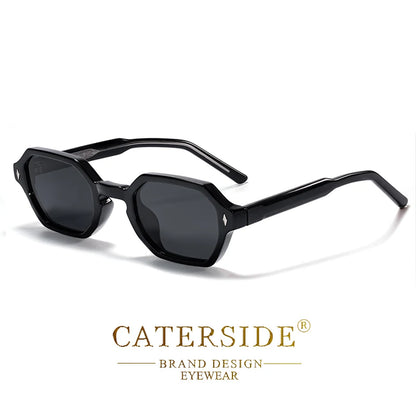 CATERDIDE Ochelari de soare retro poligonali pentru bărbați, cu design personalizat, ramă pătrată, ochelari de soare pentru femei, petreceri, călătorii și vacanțe