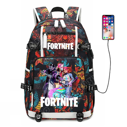 Mochila escolar para estudante com estampado do jogo Fortnite, para rapazes e raparigas, grande capacidade, impermeável, leve e resistente, presente de aniversário