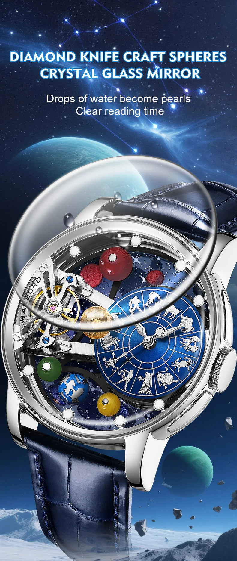 HANBORO Celestial Series 12 Constellation Men's Fully Automatic Mechanical Watch with Starry Sky Night Light Trend Watch