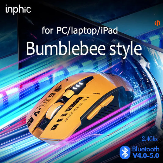 High Quality Inphic A9 200-2400dpi Bluetooth 5.0 Mouse Silent Charging Mechanical Feel Wireless Mouse for Tablet gaming mouse