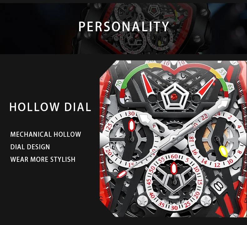 ONOLA Luxury Diamond Mechanical Wristwatches Fashion Sports Square Date Waterproof Automatic Man Watch Men Military Watch Clock