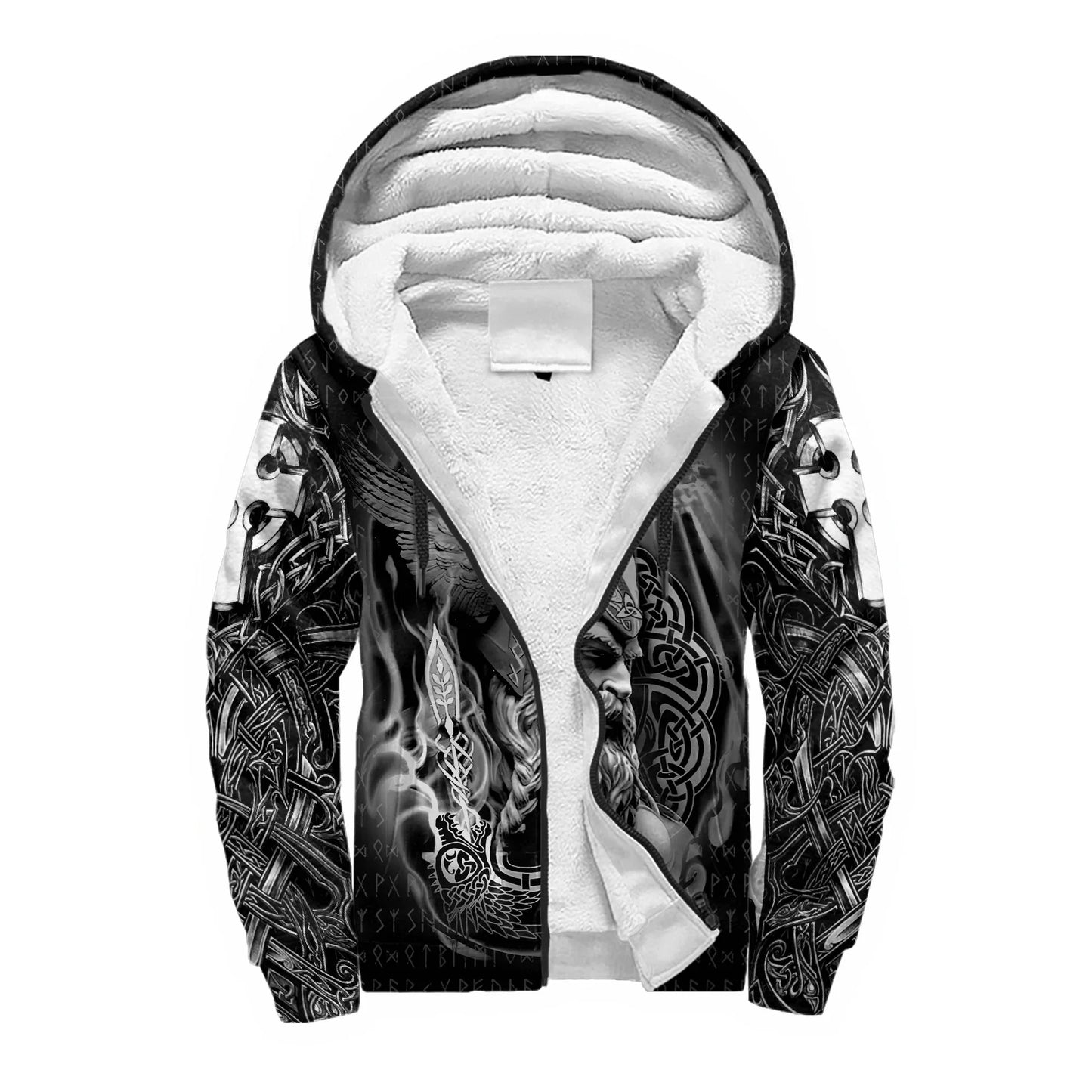 Mjolnir Odin Raven Wolf Tattoo 3D Printed Men's Winter Thicker Zip Hoodie Unisex Casual Hooded Tracksuit Warm Fleece Jacket KD16