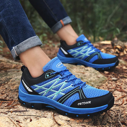 Sapatos de caminhada de marca para homem em malha respirável, calçado de viagem outdoor impermeável para caça e pesca, sapatos desportivos de montanha, todo-o-terreno e equitação