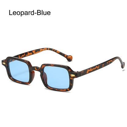 Ochelari de soare Fashion Square pentru femei, model nou retro cu nituri decorative; ochelari de soare pentru bărbați, model leopard albastru, cu lentile degradate, protecție UV400