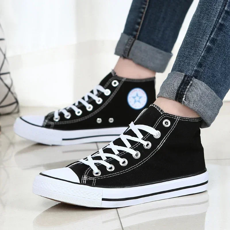 Baskets montantes classiques confortables, chaussures de sport plates, chaussures de marche confortables, mode respirante, toile de loisirs canisée, nouveau