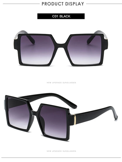 Ciclism 1/2 buc. Ochelari de soare cu ramă mare pătrată, cu prindere pentru femei, stil retro, ochelari de soare cu ramă mare, negri, la modă, cu lentile degradate