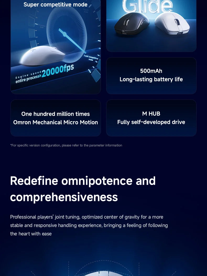 MCHOSE A7 V2 Ultra Wireless Gaming Mouse Pixart3950Ti Flagship Sensor Super 20000FPS for Accurate Tracking Support Web Driver