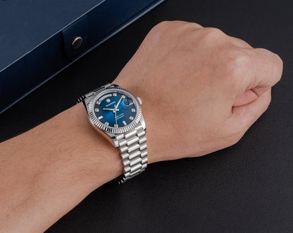 Sugess Watch of Men 36mm Date Automatic Retro Mechanical Wristwatches Sapphire Crystal RoseGold Dandong SL3034 Movement Day New