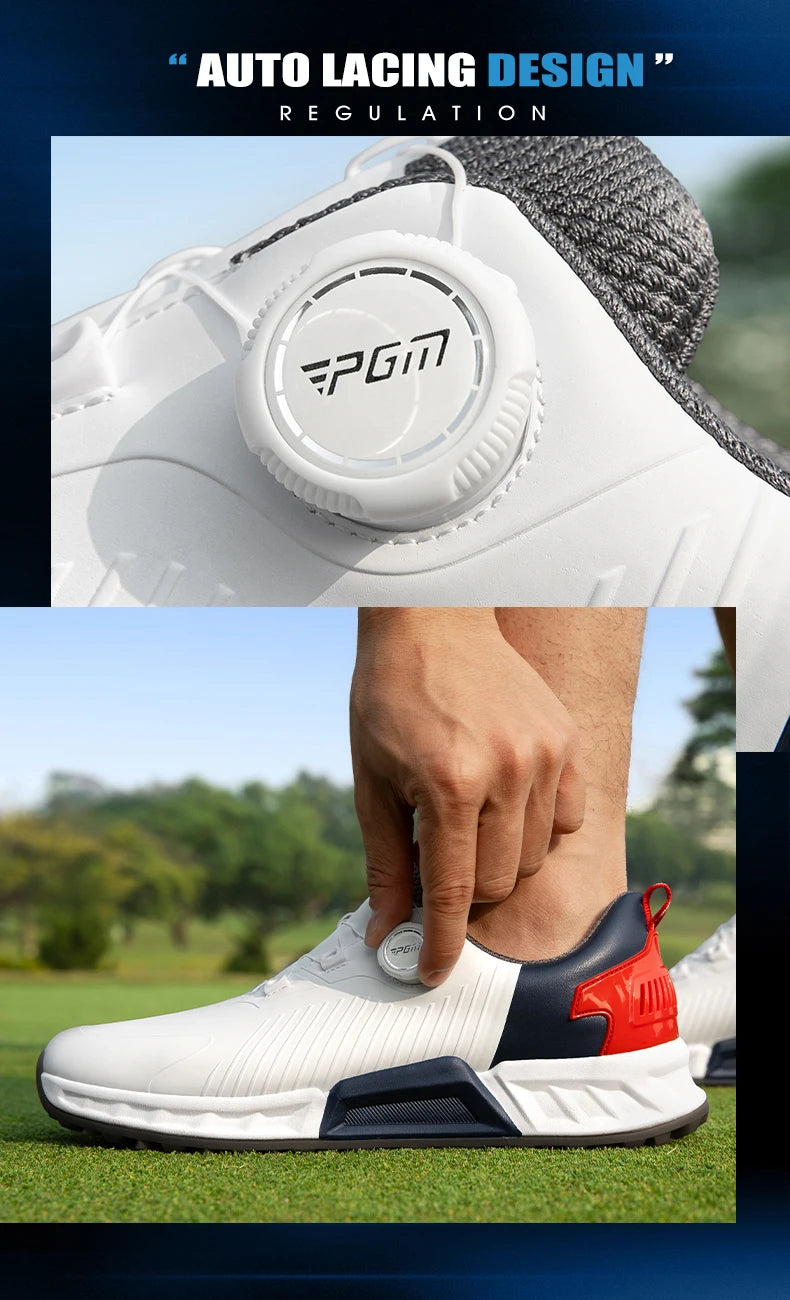 PGM Golf Shoes Men's Cushioning Rebound Sneakers, Knob Men's Shoes, Wear-Resistant TPU Waterproof Shoes