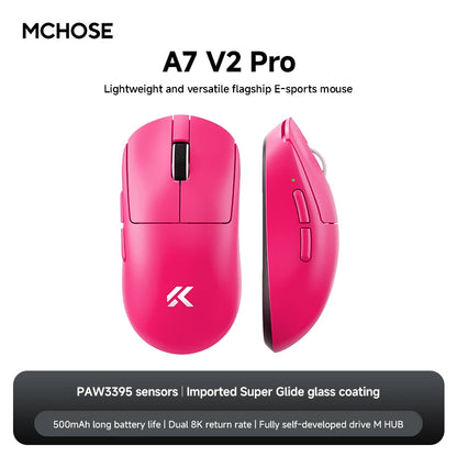 NEW MCHOSE A7 V2 E-sports mouse wireless Bluetooth tri-mode Ergonomics lightweight 8K gaming mice Customized PC accessory gifts