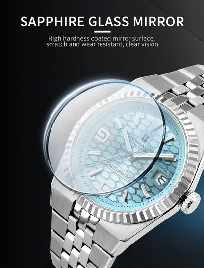 Corgeut 40mm Luxury NH35 Movt Man Sport Clock Automatic Relogio Masculino Mechanical Wristwatch Sapphire Ice Blue Men's Watch