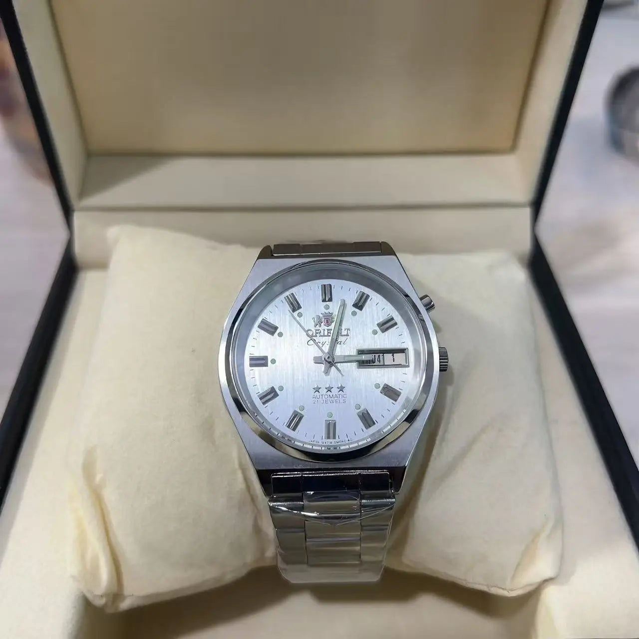 Unisex Orient Mechanical Watch Steel Strap Folding Clasp Full Function World Time Watch Series 35MM