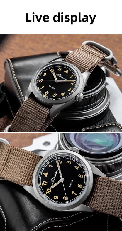 ADDIESDIVE 36mm analoge Herrenuhr mit gewölbtem Spiegelglas, 100m wasserdicht, leuchtend, schlichte Quarzuhr für Herren mit Nylonarmband