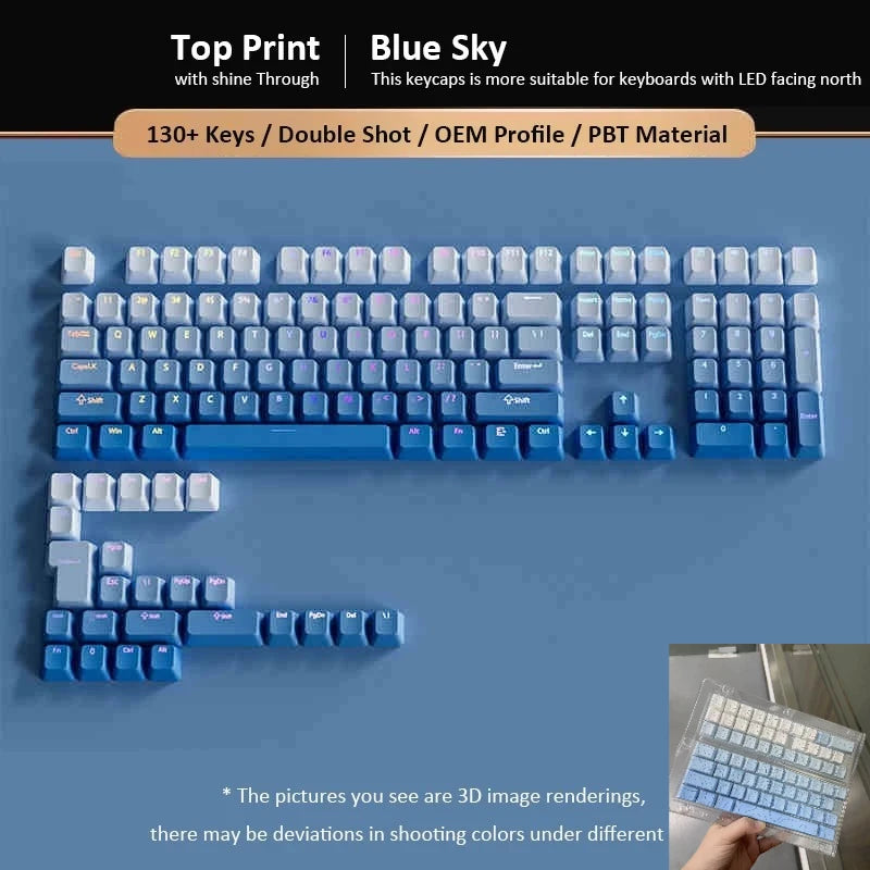 133+ Keys OEM Profile Gradient Keycaps For Cherry MX Switch Mechanical Gamer Keyboard PBT backlit RGB Keycap ISO Layout Key caps