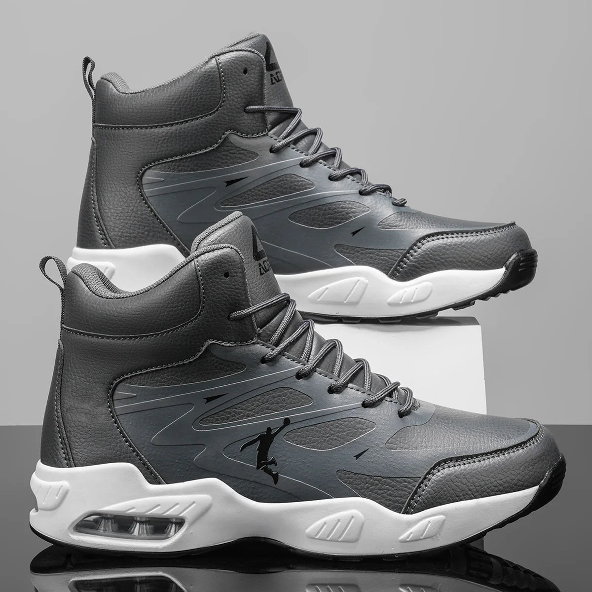 Chaussures de basket-ball montantes pour hommes, amorti à coussin d'air tendance, confortables, antidérapantes, respirantes, absorbant les chocs, pour activités de plein air