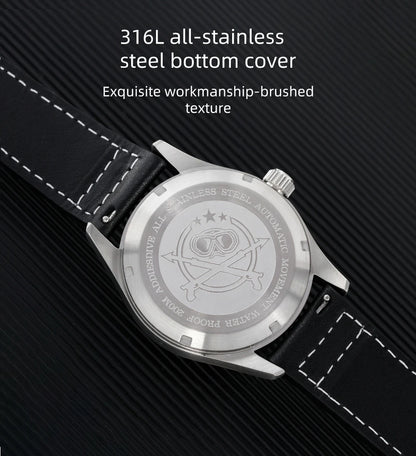 ADDIESDIVE Men's Automatic Mechanical Diving Watch 200m Waterproof C3 Ultra Bright Men's Watch Men's Leather Retro Watch AD2519