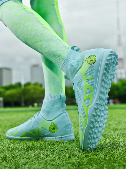 Professional Sports Football Shoes TF, Broken Nail Design, Durable Wear-Resisting Training Shoes for Teenagers, Adult High-Top Soccer Shoes