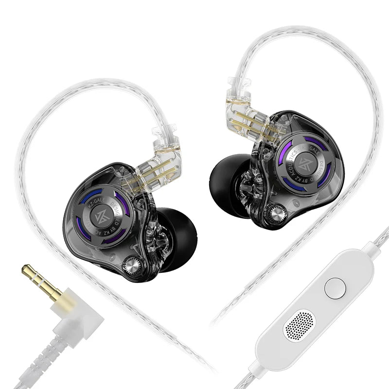 Auricolari IEM da gaming KZ Gale – In-ear monitor HiFi con driver super-lineare e cavo 2 pin rimovibile placcato argento