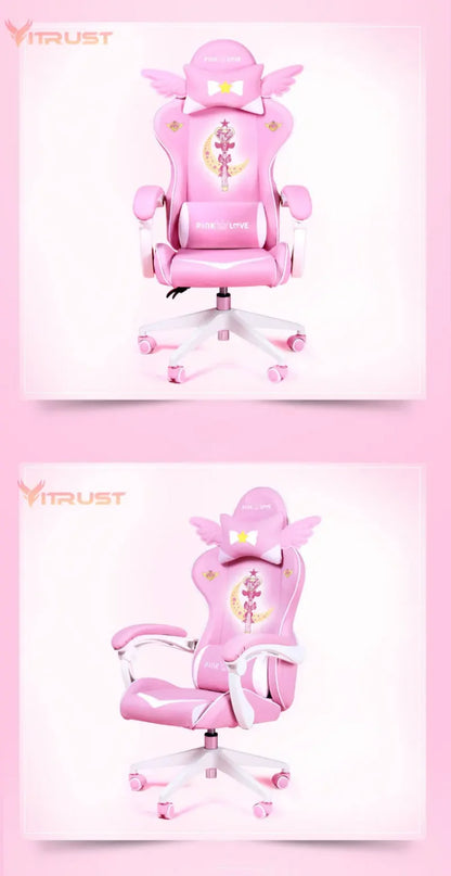 Pink Gaming Chairs for Girl Magic Comfortable Anchor Live Chair Gaming Chair Cute Pink Gaming Chair