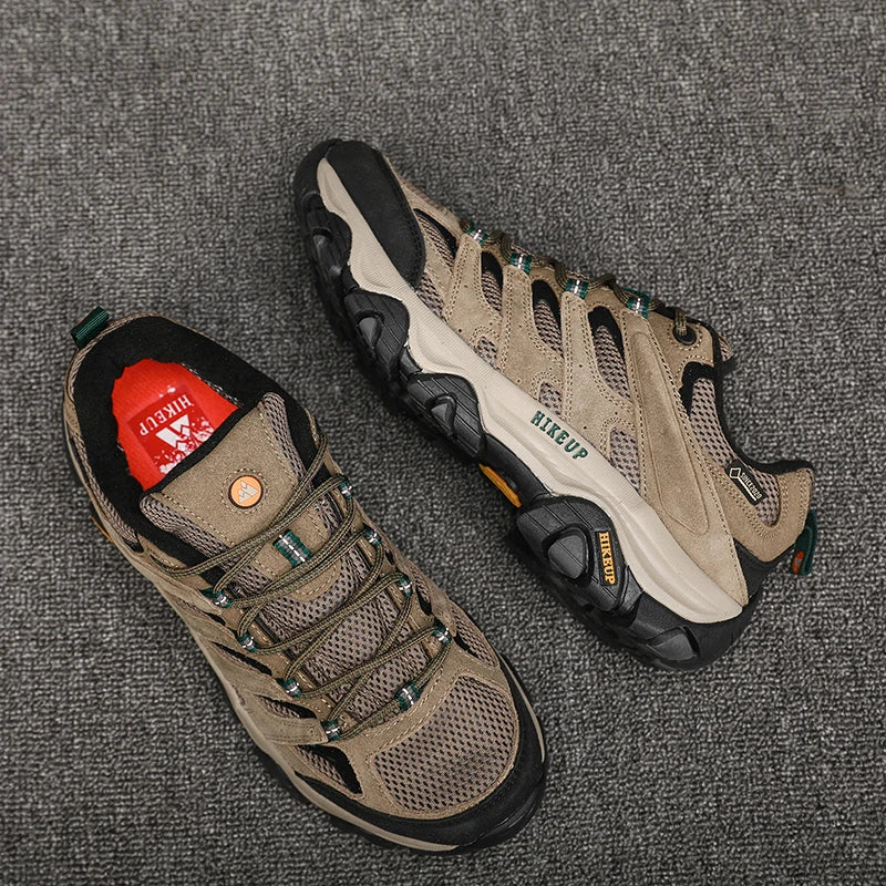 HIKEUP Hiking Shoes for Men, Designer Climbing Trekking Sneakers, Leather Outdoor Sports Work Shoes, Running Shoes