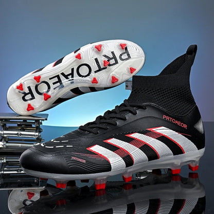 Nouvelles chaussures de football professionnelles pour hommes, crampons de football antidérapants TF/FG, baskets pour garçons, chaussures de sport confortables à la cheville, unisexes