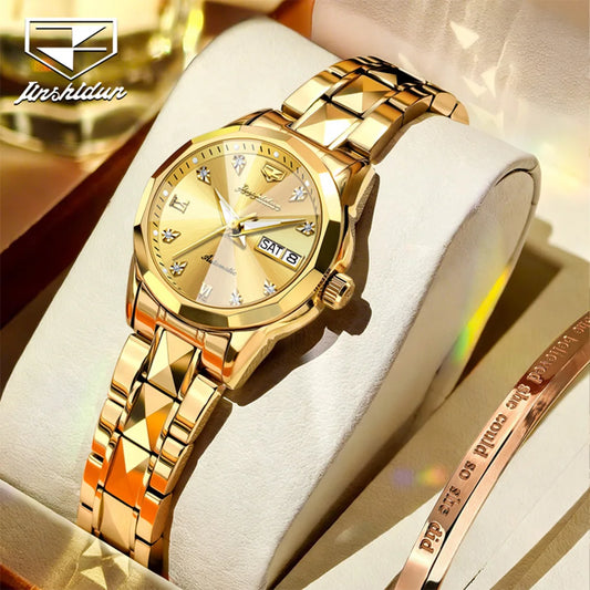 JSDUN 8995 Women Watch Mechanical Watch Waterproof Week Date Ladies Watch High Quality Luxury Original Tungsten Steel Clock