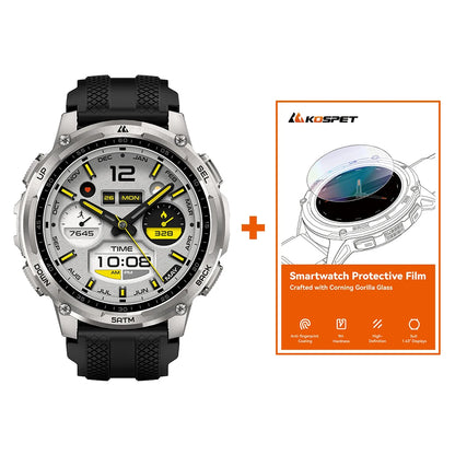 KOSPET TANK T4C Smartwatch Men's Outdoor GPS Watch with Bright LED Flashlight 5ATM Water-Resistant for Swimming Military Tough