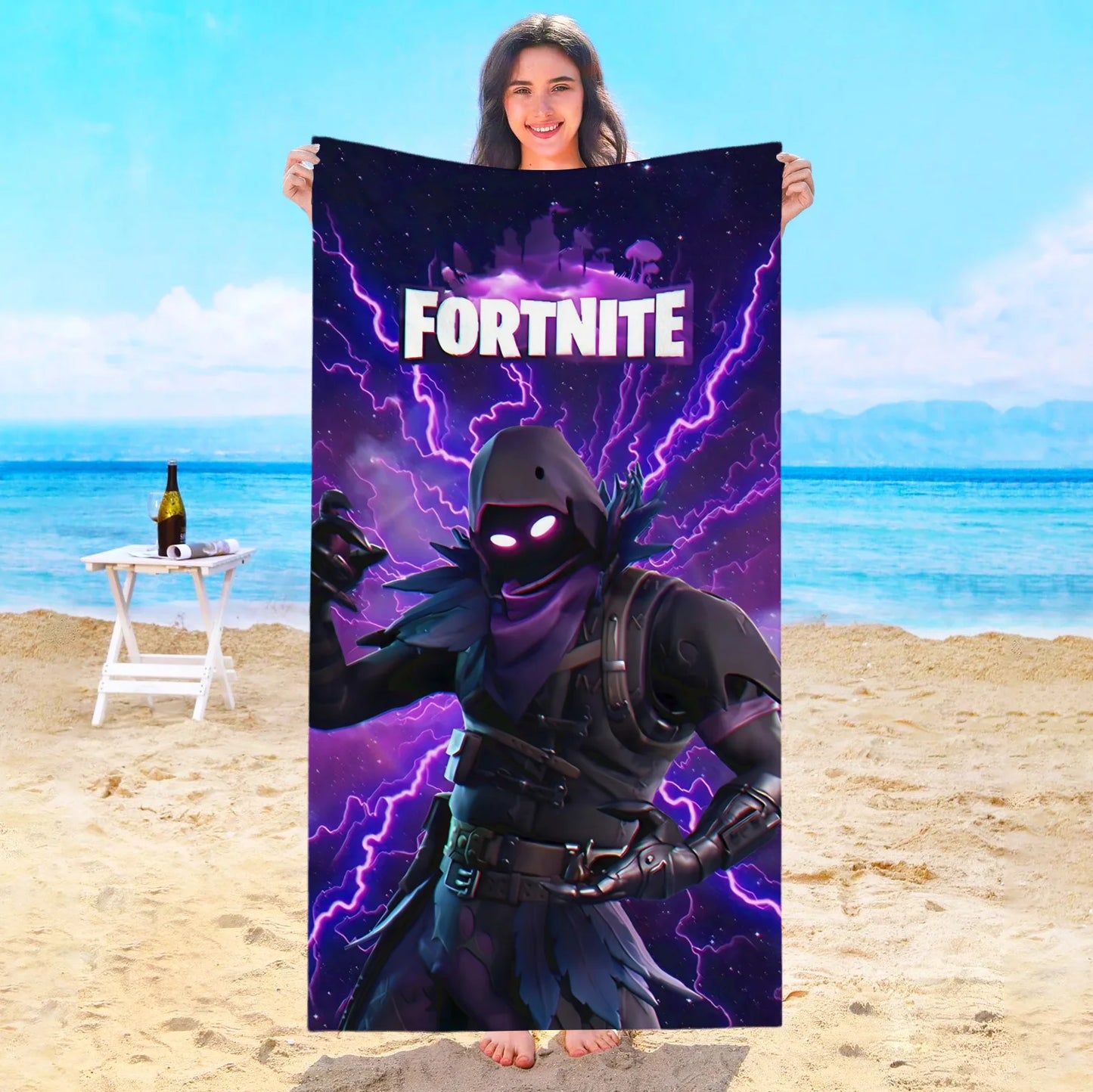 Toalha de Praia Game F-Fortnites em Microfibra para Hotel, Casa de Banho, Sauna, Spa, Praia, Viagem, Piscina, Casa, Banho de Bebé, Ginásio e Duche