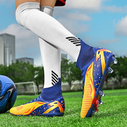 Nouvelles chaussures de football pour hommes, chaussures de sport, chaussures de futsal à cheville haute, chaussures de football de haute qualité, antidérapantes pour intérieur et extérieur, ultralégères, antidérapant
