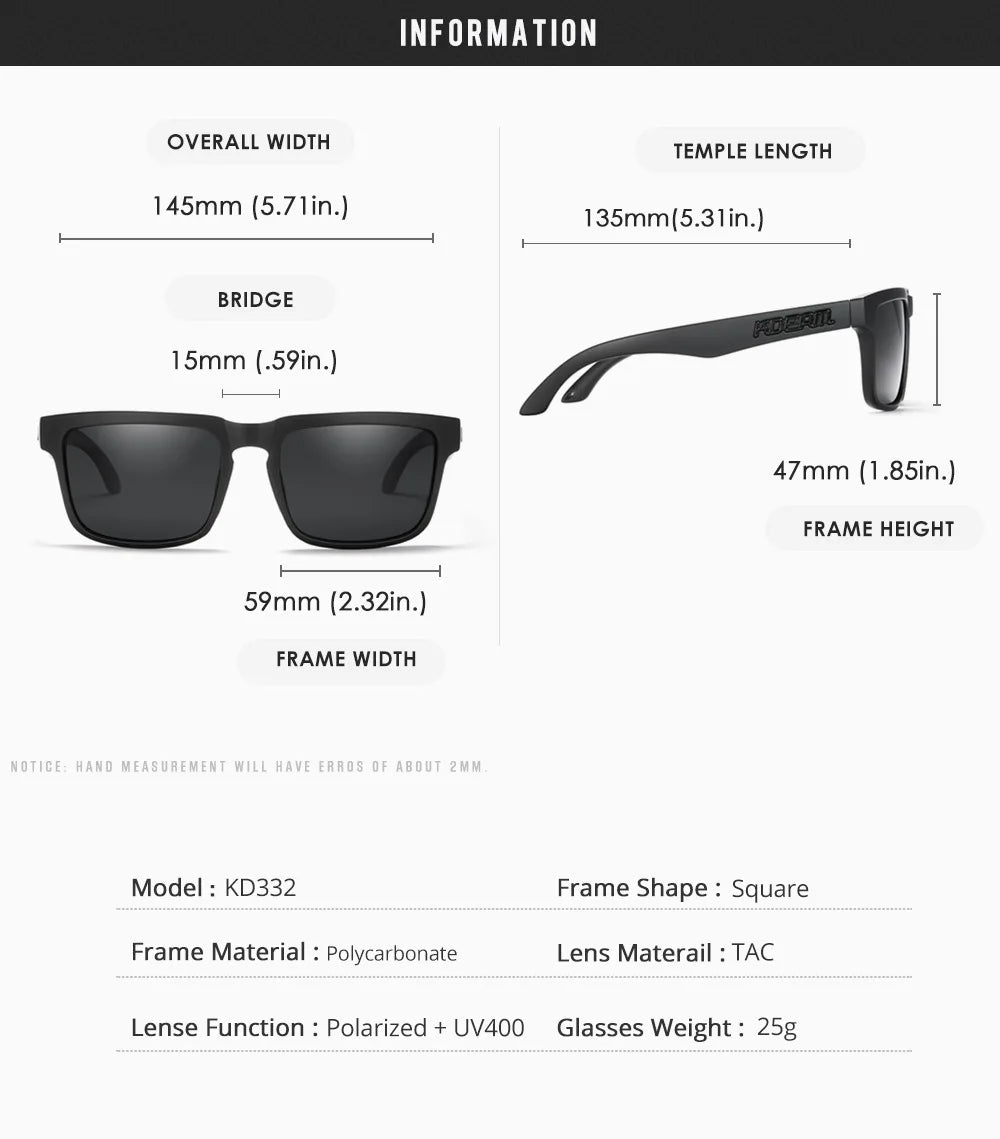 2025 Kdeam Polarized Sunglasses for Men Women Fashion Unisex Brand Trendy Outdoor Eyewear For Couple Mirror red lens