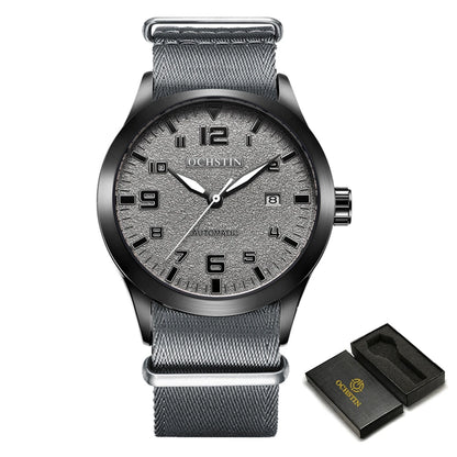 OCHSTIN Man Mechanical Pilot Wrist Watches Luxury Self Wind Leather Mechanic Male Clock Auto Date Relogio Masculino Gift for Men