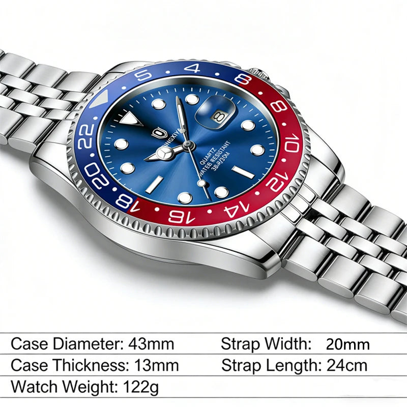2026 New QINGXIYA Luxury Men Quartz Watches Stainless Steel Waterproof Luminous Date Watch Top Brand Men Wristwatch reloj hombre