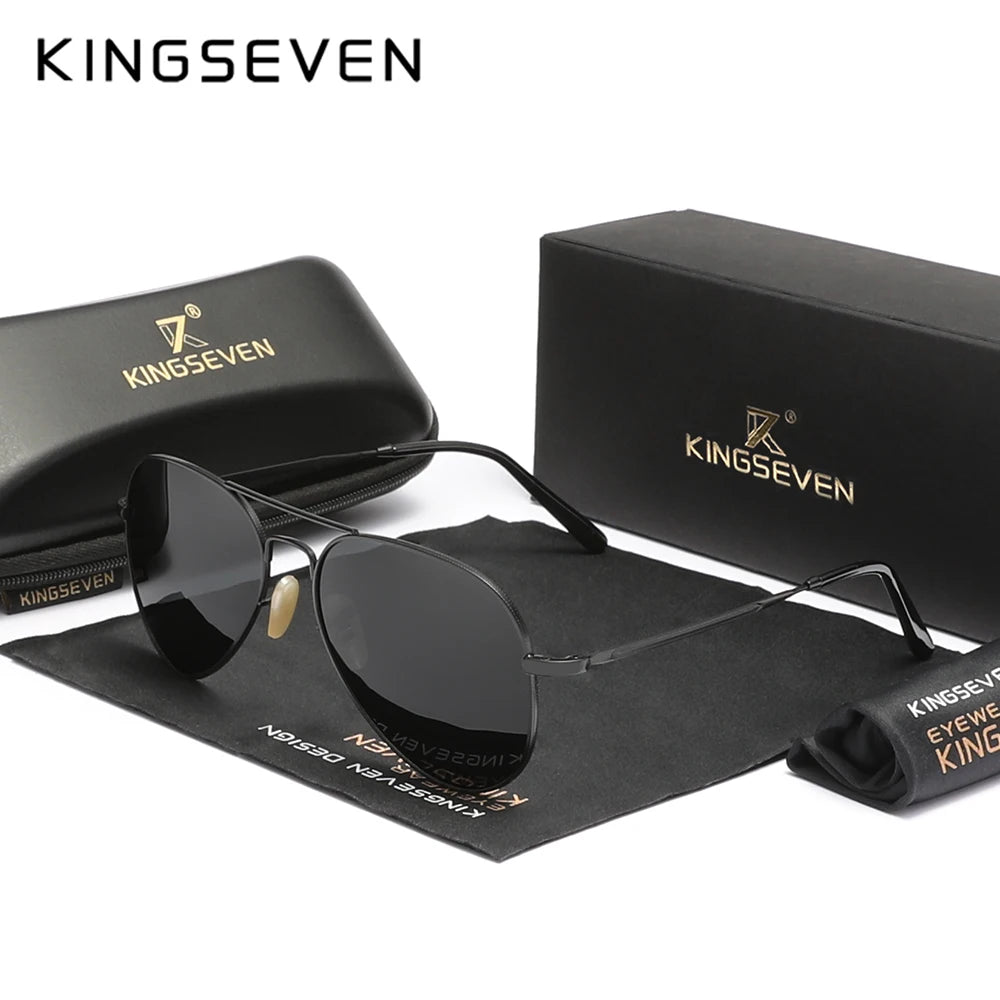 Ochelari de soare KINGSEVEN Pilot Alloy, polarizați, UV400, antireflex, cu ramă integrală, lentile Parsnip, pentru femei, ochelari retro de lux