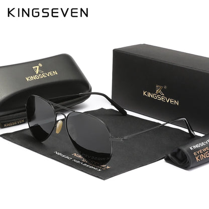 Ochelari de soare KINGSEVEN Pilot Alloy, polarizați, UV400, antireflex, cu ramă integrală, lentile Parsnip, pentru femei, ochelari retro de lux