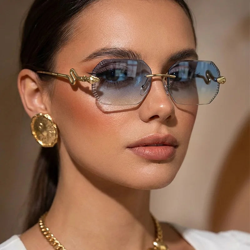Ochelari de soare decorativi din metal, în formă de șarpe – ramă neregulată unisex, protecție UV, ochelari de soare