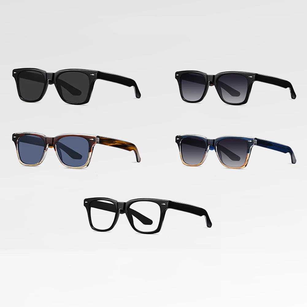 Ochelari de soare polarizați retro Swanwick TR90 pentru bărbați, ochelari de soare pătrați din acetat pentru femei, unisex, UV400, gri-negru, stil european
