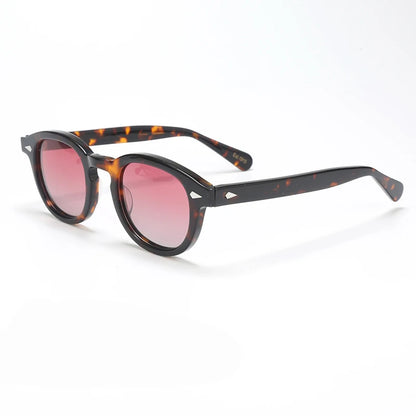 Ochelari de soare polarizați pentru bărbați și femei, stil Johnny Depp Lemtosh, ochelari de soare retro cu ramă rotundă din acetat și lentile UV400, Oculos