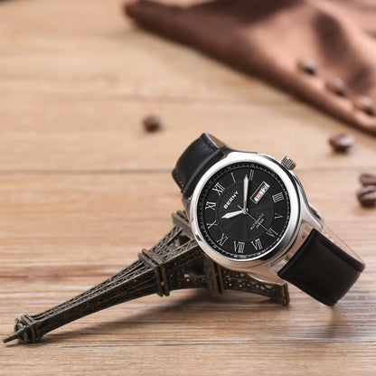 BERNY Automatic Watches for Men Sapphire Luminous Hands Day Calendar Dress Luxury Mechanical Watch 5ATM Vintage-Style Wristwatch