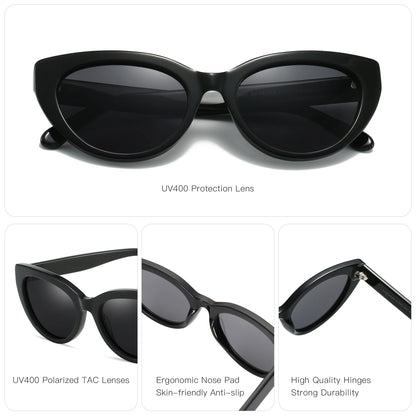 ZENOTTIC Ochelari de soare retro Cat Eye polarizați, realizați manual din acetat, cu protecție UV400, pentru femei