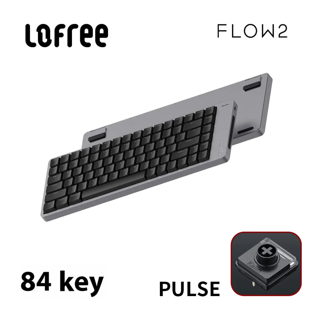 Lofree FLOW2 Mechanische Tastatur fürs Business-Büro, kabellos per Bluetooth und kabelgebunden, leiser und sanfter Klang, kompatibel, geräuscharm, Aluminiumgehäuse