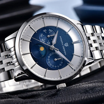 Pagani Design 40mm Multifunctional Men's Quartz Watch Japan Movt Moon Phase 100m Waterproof Sapphire Glass Wristwatches For Man
