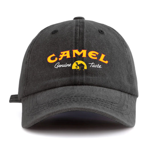 1pc CAMEL Print Washed Baseball Cap for Adults,Minimalist Retro Style Casual Soft Adjustable Dad Hat,Perfect As Gift