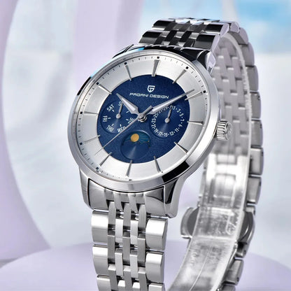 Pagani Design 40mm Multifunctional Men's Quartz Watch Japan Movt Moon Phase 100m Waterproof Sapphire Glass Wristwatches For Man