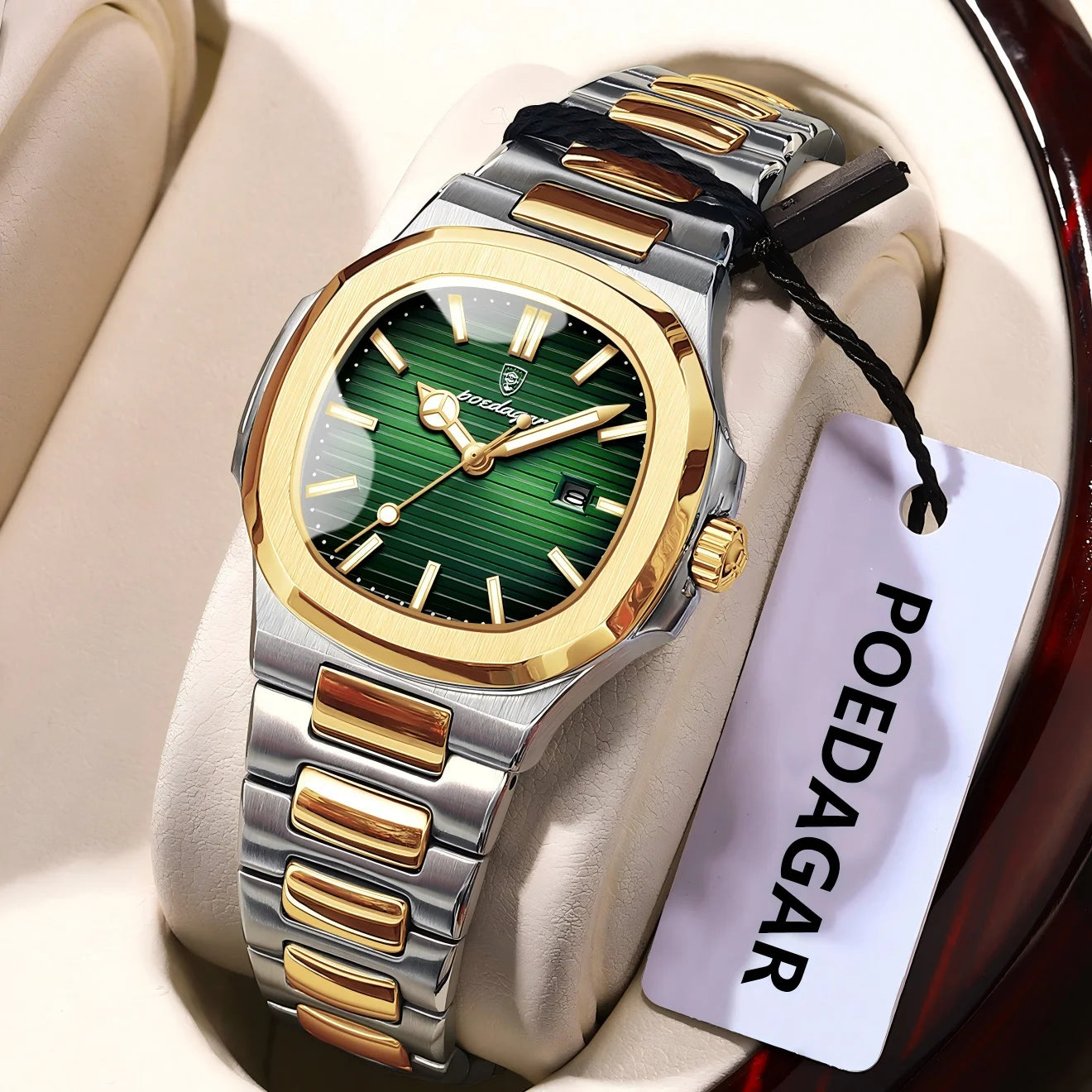 POEDAGAR Square Luxury Watch For Woman Waterproof Luminous Date Ladies Wristwatch Stainless Steel Fashion Quartz Women's Watches