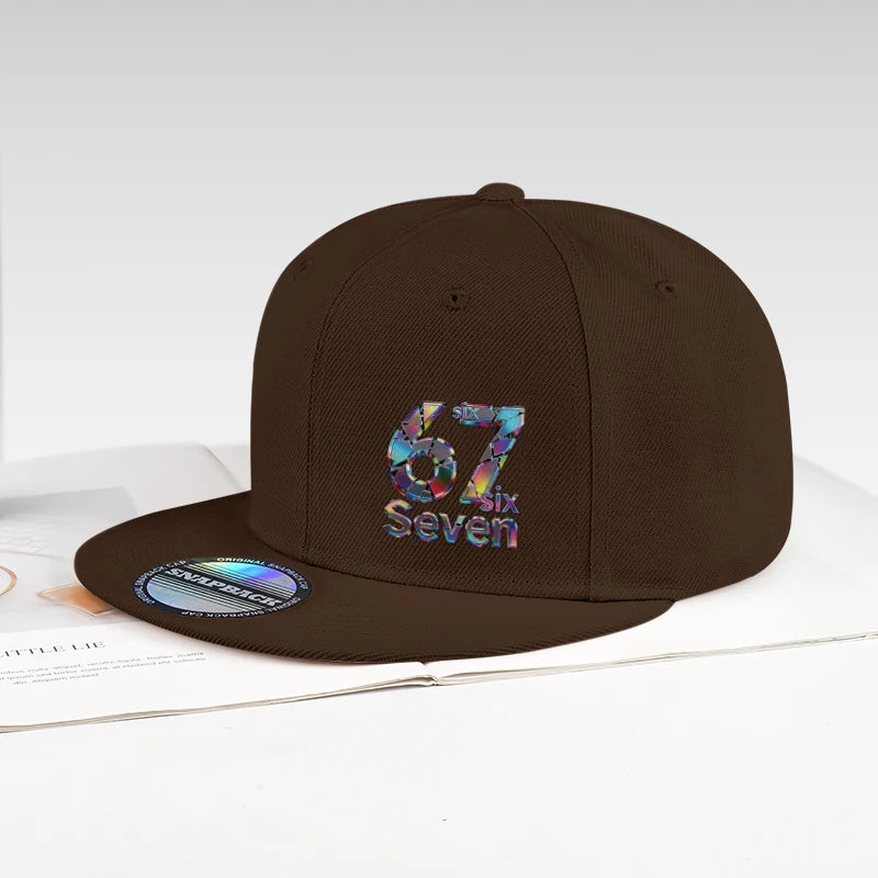 Cool Laser-Printed “67” Digital Print Hip-Hop Flat-Brim Cap – Adjustable Hip-Hop Outdoor Casual Unisex Baseball Cap