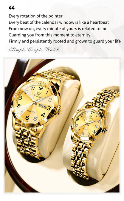 OLEVS 9970 Men Watch Original Brand Waterproof Luminous Quartz Watch Rhombus Mirror Stainless Steel Date-Day-Date Watch With Box