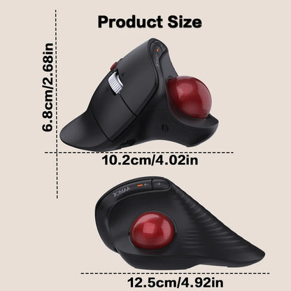 JOMAA Speed Roller Trackball Mouse Wireless Thumb-Control Mouse Slient Click Rechargeable Ergonomic Trackball Mouse