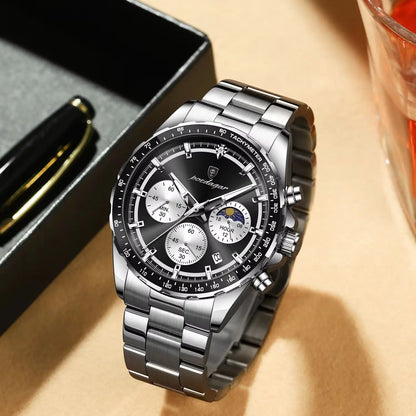 Relógio de luxo para homem POEDAGAR, elegante e estanque, cronógrafo de quartzo com data, estilo clássico e luminoso.