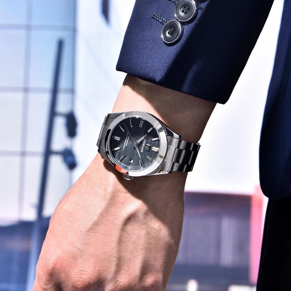 BENYAR best seller 40MM Luxury Mechanical Automatic Watch 316L Stainless Steel Waterproof Calendar Fashion SimpleWatches for Men