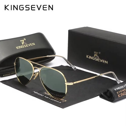 Ochelari de soare KINGSEVEN Pilot Alloy, polarizați, UV400, antireflex, cu ramă integrală, lentile Parsnip, pentru femei, ochelari retro de lux